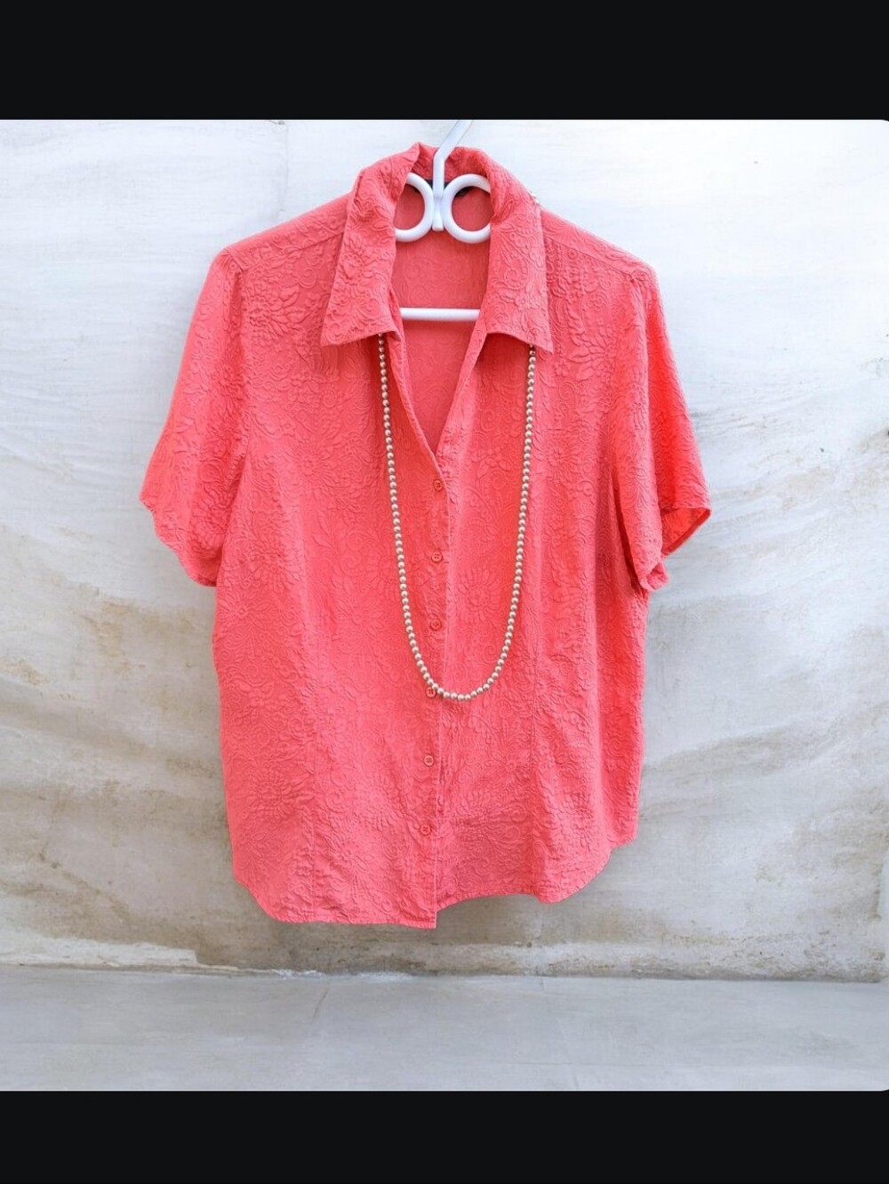 Addition Elle Coral Short-Sleeve Textured Button-Down Shirt